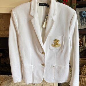 Lauren Ralph Lauren White Blazer with Gold Embroidery XL NWT